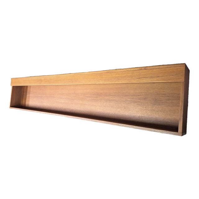 Long Danish Floating Teak Sideboard with Lights, 1960s For Sale
