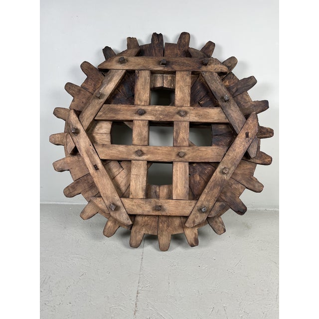 Large Japanese Wooden Cogwheel, 1920s For Sale - Image 6 of 17