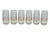 A set of six Southwestern style mid century glass tumblers. Decorated with striped bands above a geometric repeating...