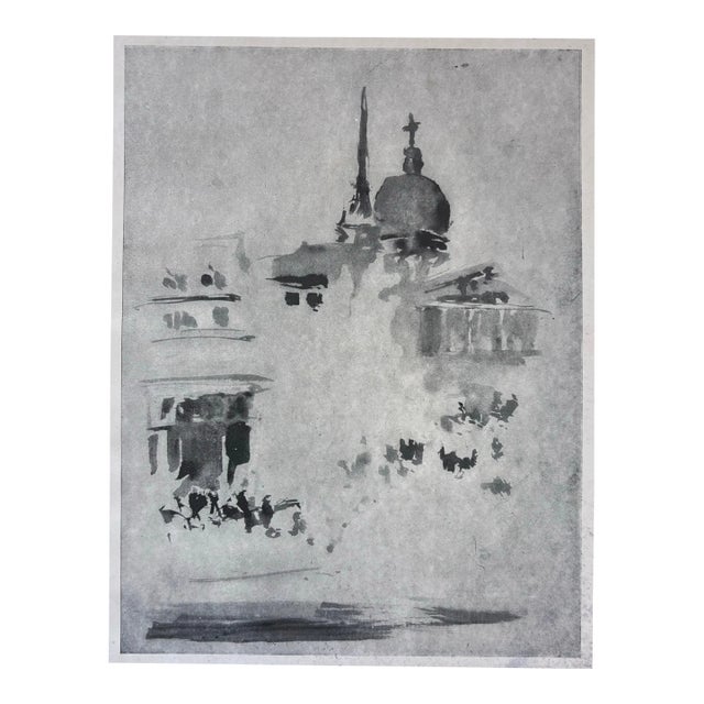 After James McNeill Whistler St Pauls Cathedral, London. 1904 Antique Photogravure, Early Impressionism For Sale