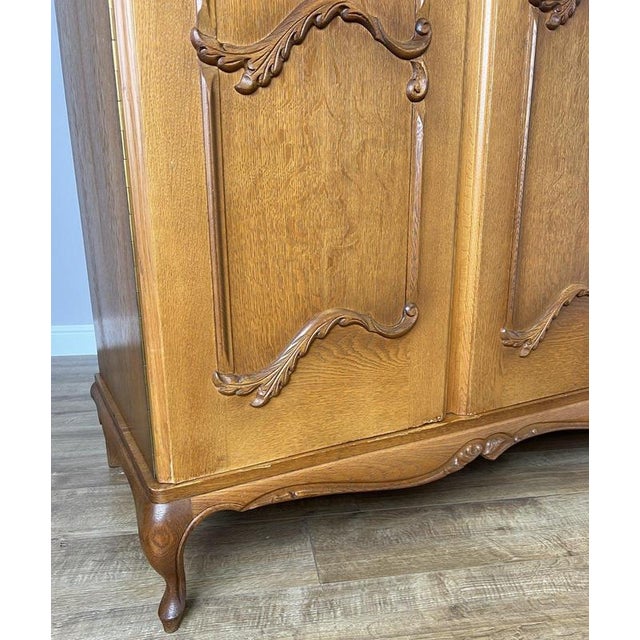 Vintage French Louis XVI Style Carved 4-Door Armoire For Sale - Image 6 of 13