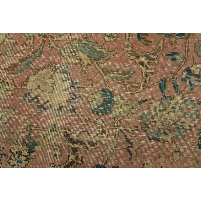 1980s Tabriz Rug 7’8” X 10′ Pink Wool Vintage Distressed Hand-Knotted Carpet For Sale - Image 5 of 15