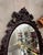 1970s Dark Wooden Oval Mirror and Console Table With Marble Top Pair For Sale - Image 4 of 11