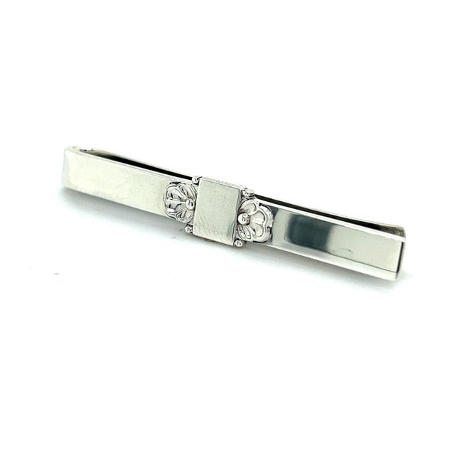 Traditional 1990s Georg Jensen Estate Mens Tie Bar 2.5" Silver For Sale - Image 3 of 9