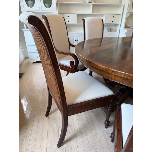 Arhaus Contemporary Chesnut Round Dining Table and 8 Chairs For Sale - Image 4 of 7