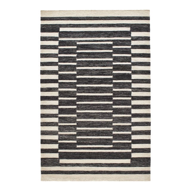 Marie Flanigan for Dash & Albert Heights Charcoal Woven Wool Rug, 7' 6" x 9' 6" For Sale