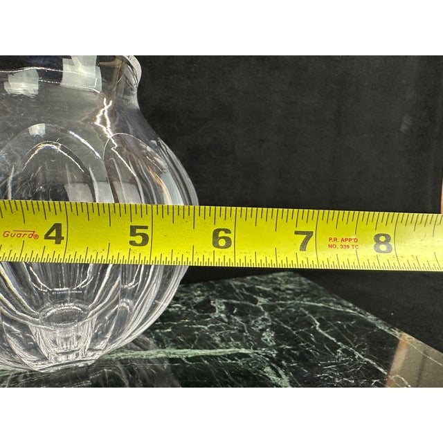 Late 20th Century Crystal Vase, Ruffled Rim With Spiral Swirl Cut Pattern For Sale - Image 10 of 11