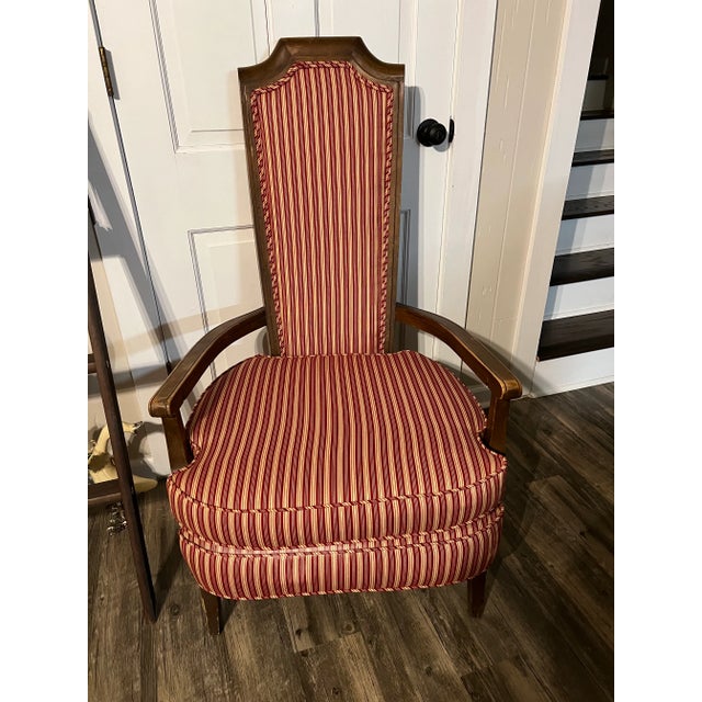 Wood 1960s Wood Stripe Upholstered Accent Chair For Sale - Image 7 of 8