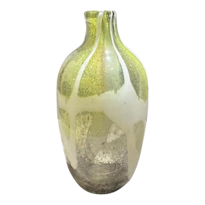 1980s Nason Style Modern Green and White Murano Glass Bottle Vase