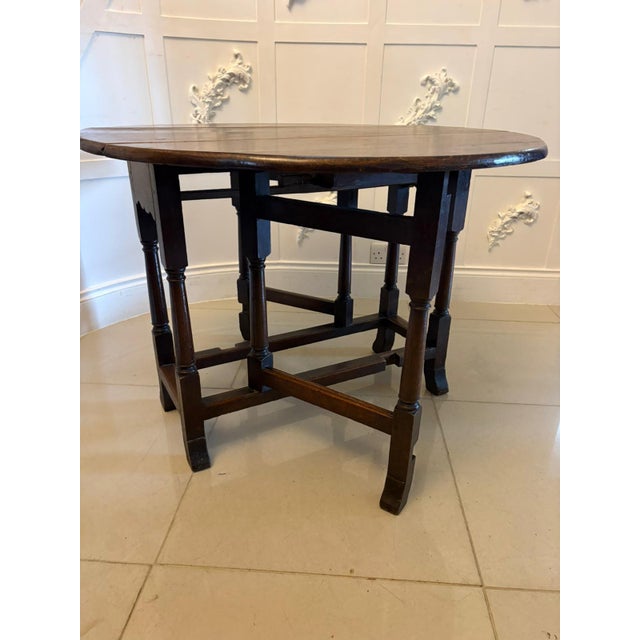 Antique Oak Gateleg Drop Leaf Dining Table, 1680s For Sale - Image 12 of 17