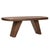Brown finish solid acacia wood desk with rounded board style top and two slanted tapered legs. Modern tropical and...