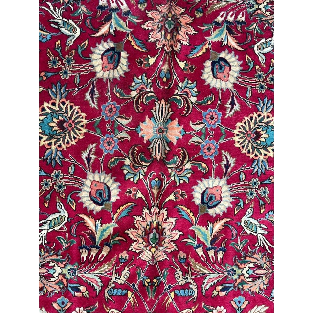 Wool pile genuine hand made very fine vintage Persian Tabriz-