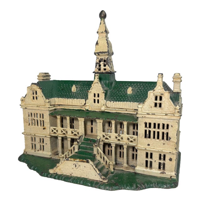 Rare Antique 1890's Ives, Blakeslee & Company Palace Green Cast Iron Still Bank For Sale