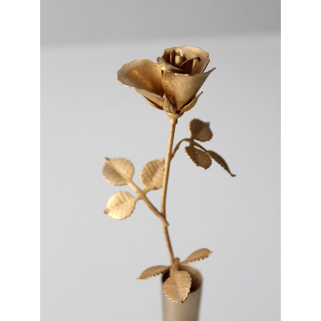 Metal Mid-Century Brass Rose Bud Vase Figurine For Sale - Image 7 of 12
