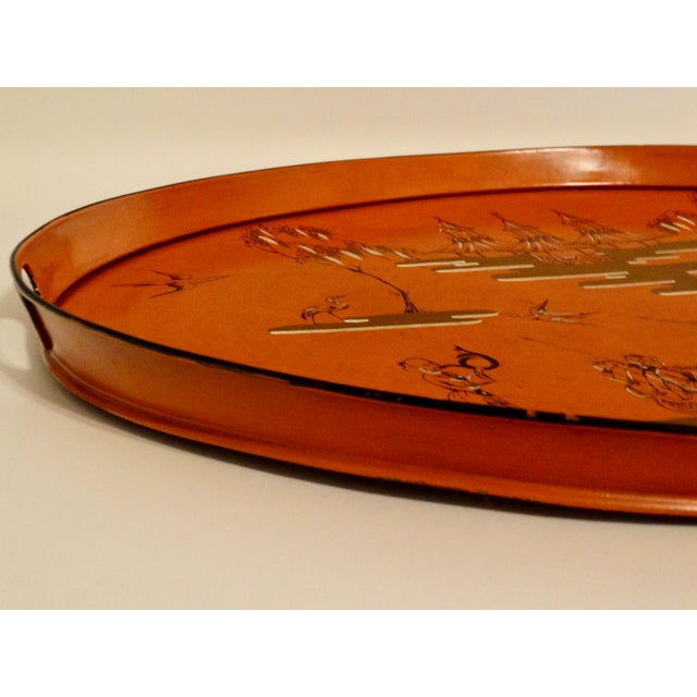 Antique French Hand Painted Chinoiserie Serving Tray For Sale - Image 6 of 17