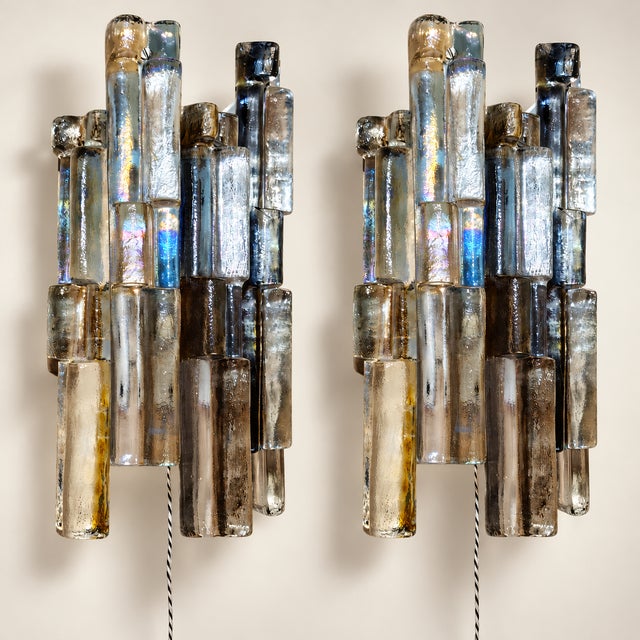 1960s Glass Wall Lights by J. T. Kalmar for Kalmar Franken KG, 1960s, Set of 2 For Sale - Image 5 of 5