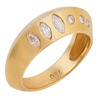 Vintage Diamond 18k Yellow Gold Band, Size 6.25 For Sale