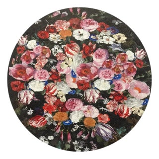 Festoon Flowers Vegan Leather Round Pebble Placemat, Set of 8 For Sale