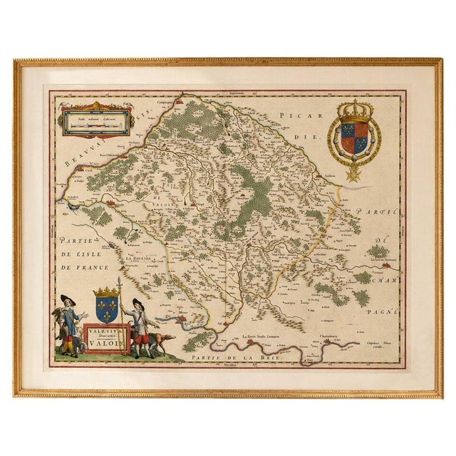 Willem Janszoon Blaeu, Map of Valois, Picardy, France, 1642, Hand Colored For Sale - Image 11 of 11