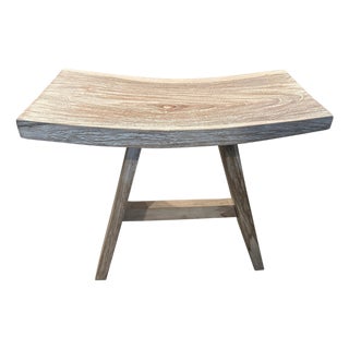 Andrianna Shamaris Minimalist Small Teak Wood Bench For Sale