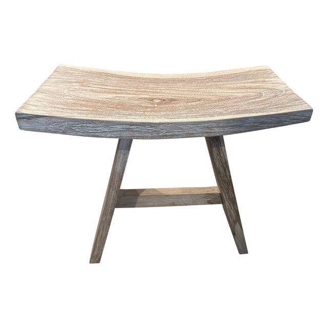 Andrianna Shamaris Minimalist Small Teak Wood Bench For Sale