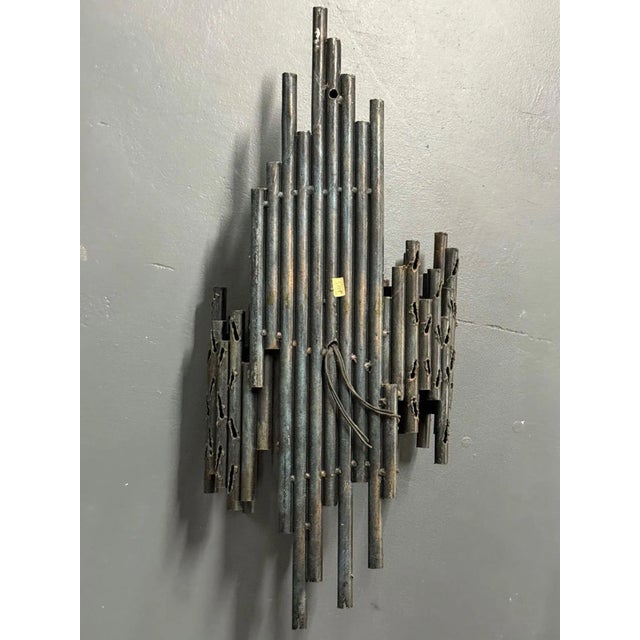 Marcello Fantoni, Brutalist Mid-Century Modern Wall Sconces, Wrought Iron, Glass For Sale - Image 10 of 10