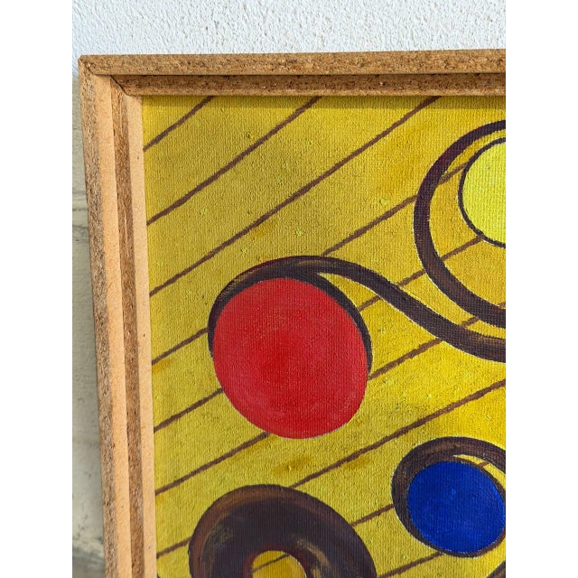 1970s Abstract Yellow Canvas Painting Mid-Century Modern Vintage For Sale - Image 5 of 9