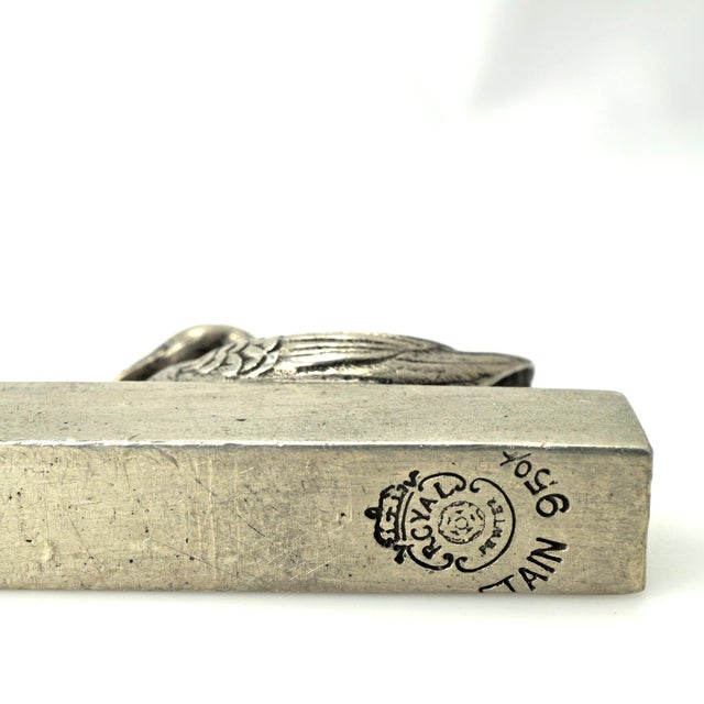 Metal Vintage Set of Three Etain Royal Rue De France Pewter Knife Rests Duck, Pheasant, and Dog For Sale - Image 7 of 9