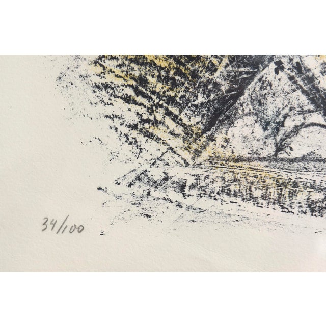 Charcoal Vintage Italian Massimo Campigli Stone Lithograph Titled Femme Sur Fond Bleu For Sale - Image 8 of 12