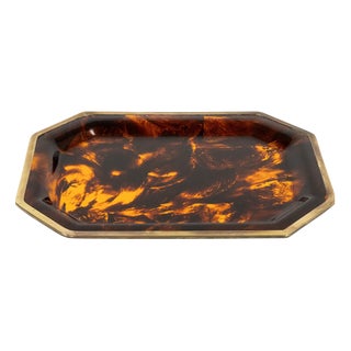 Serving Tray in Faux Tortoiseshell and Brass from Christian Dior, 1970s For Sale