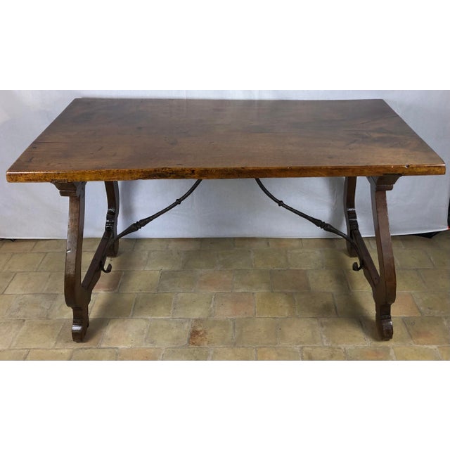 Italian 18th Century Trestle Table, Baroque Style European Walnut Center Table For Sale - Image 9 of 11