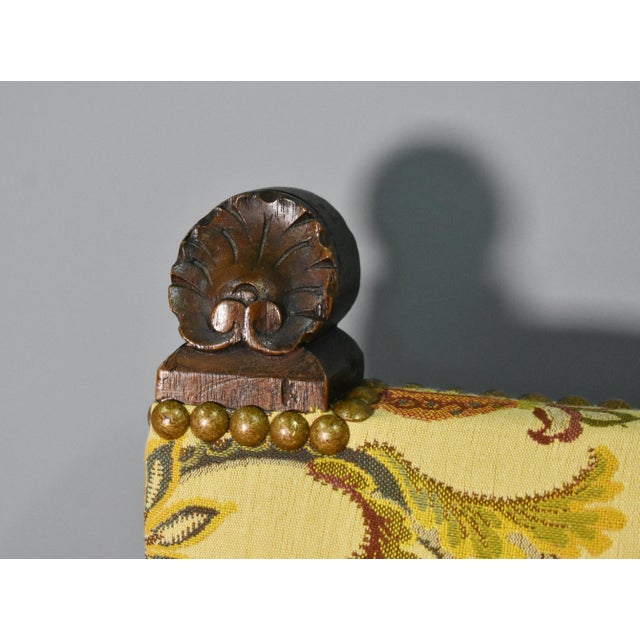Metal Antique French Transitional Renaissance Revival Upsholstered Armchair in Walnut, 1920s For Sale - Image 7 of 17