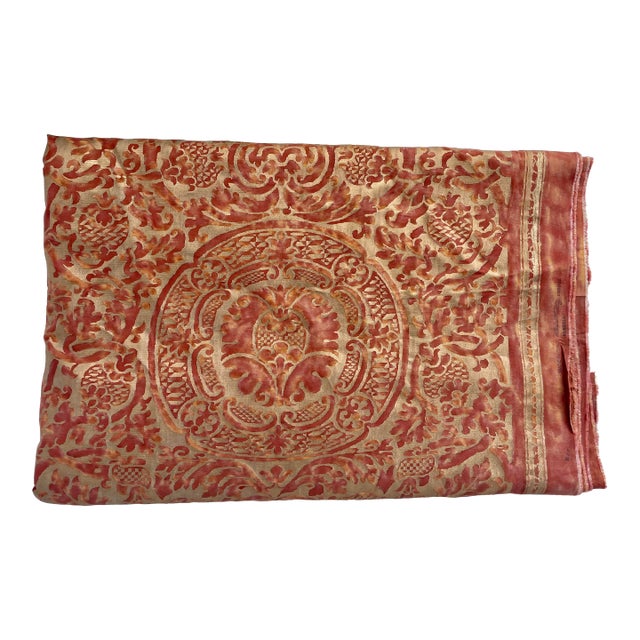 Authentic Mariano Fortuny “Orsini” Rust and Gold Textile - 5 Yards For Sale