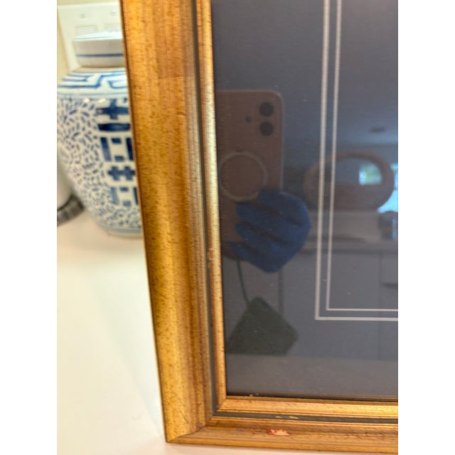 Black Vintage Orange Tree in Urn Lithograph Under Glass Gold Frame Reproduction For Sale - Image 8 of 9