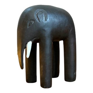 Vintage Wooden Elephant Figurine For Sale