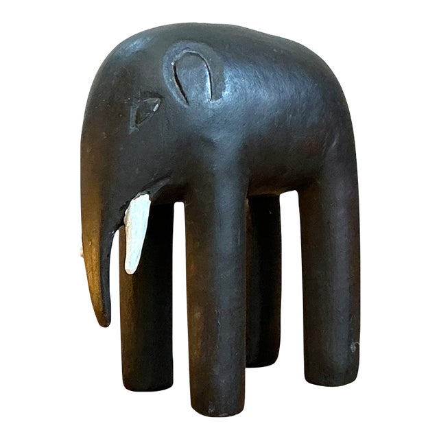 Vintage Wooden Elephant Figurine For Sale