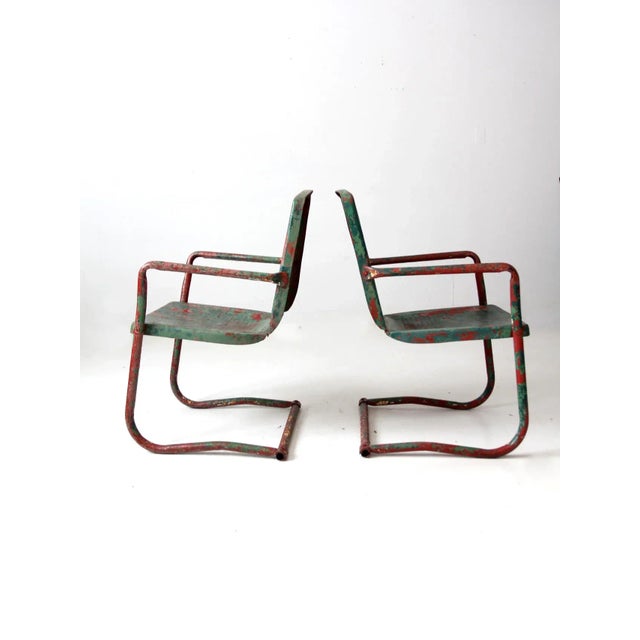 Mid-Century Metal Patio Chairs - A Pair For Sale - Image 6 of 11