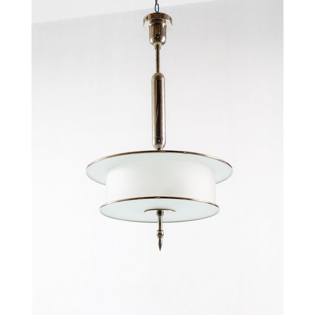 Vintage Functionalist Pendant Light, 1930s, in Restored conditions. Designed 1920 to 1949 European Plug (up to 250V).The...