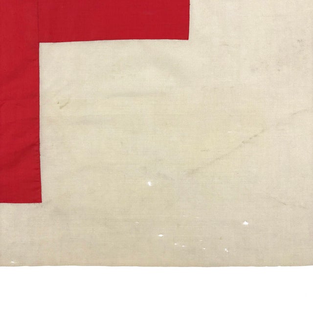 Mid 20th Century Large Vintage Wool Sewn Red Cross Flag For Sale - Image 5 of 7