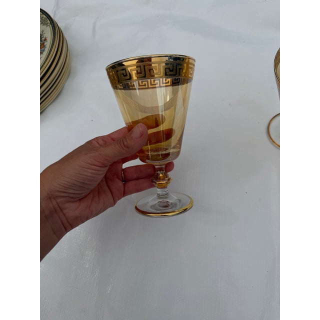 Vintage Preziosi Amber Greek Key Goblets - A Pair For Sale - Image 4 of 7