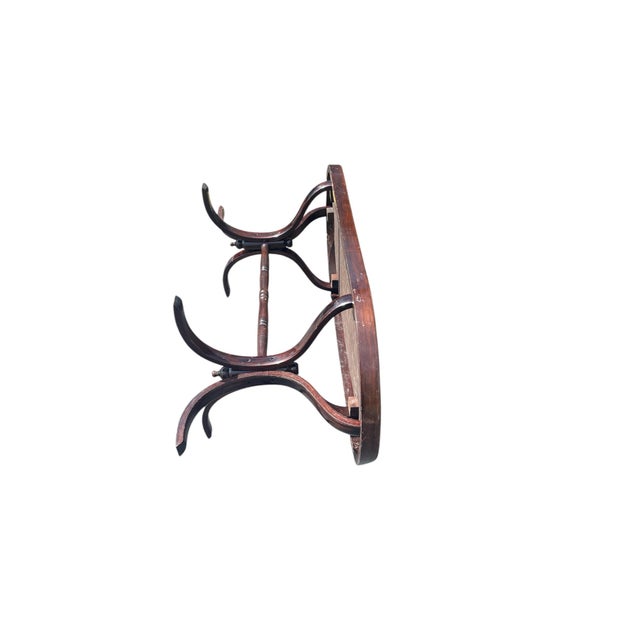 1970s Mid Century Oval Cane Pedestal Coffee Table For Sale In Milwaukee - Image 6 of 9