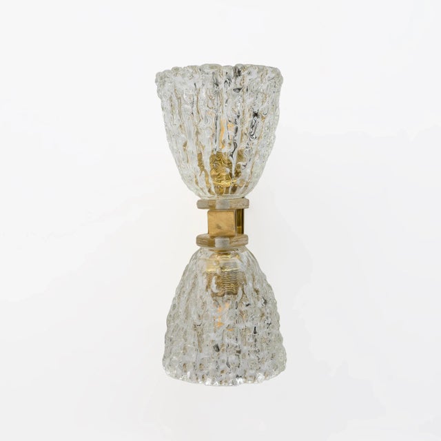 1990s Art Deco Style Murano Glass and Brass Sconces, 1990s, Set of 2 For Sale - Image 5 of 11