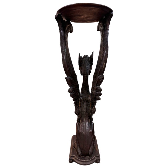Wood Mid 19th Century Italian Gothic/Rennaisance Revival Griffin Plant Stand Pedestal in Ebonized Oak For Sale - Image 7 of 12