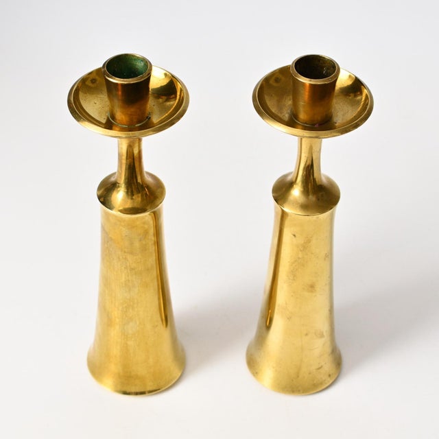Gold Brass Candleholders by Jens Harald Quistgaard for Dansk Designs, 1960s, Set of 2 For Sale - Image 8 of 10