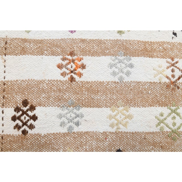Textile Vintage Turkish Oushak Handmade Wool Cotton Small Kilim Runner Rug For Sale - Image 7 of 11