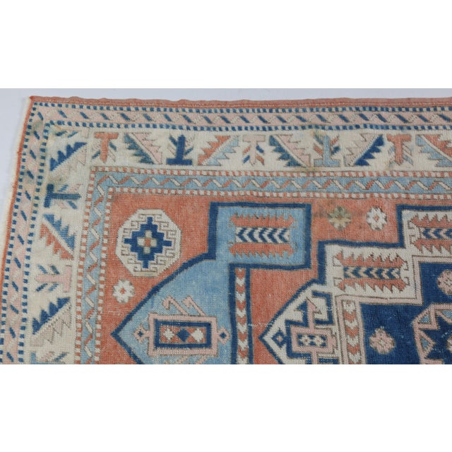 Contemporary Vintage Tribal Wool Rug With Bold Geometric Medallion in Rust & Indigo -3' 10'' X 5' 1'' For Sale - Image 3 of 11