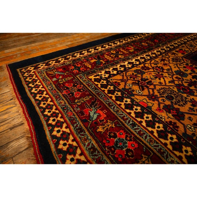 Persian 1880s Classic Navy Bold Medallion Antique Persian Bijar Handknotted Wool Rug For Sale - Image 3 of 10