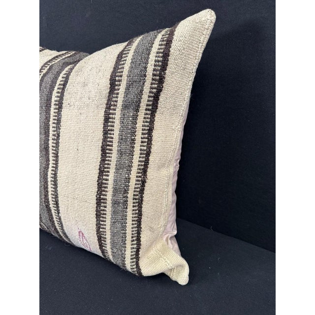 Turkish Hemp Pillow Cushion Natural Beige Gray Pillow Cushion Cover 24x24 For Sale - Image 4 of 4