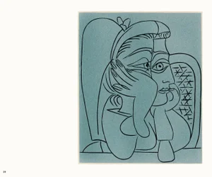 1962 Pablo Picasso Linocut Engraving "Female Head With Supporting Arms"