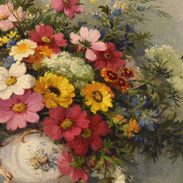 Maurice Alfred Decamps, Still Life with Spring Flowers, 20th Century, Oil on Canvas For Sale - Image 4 of 11